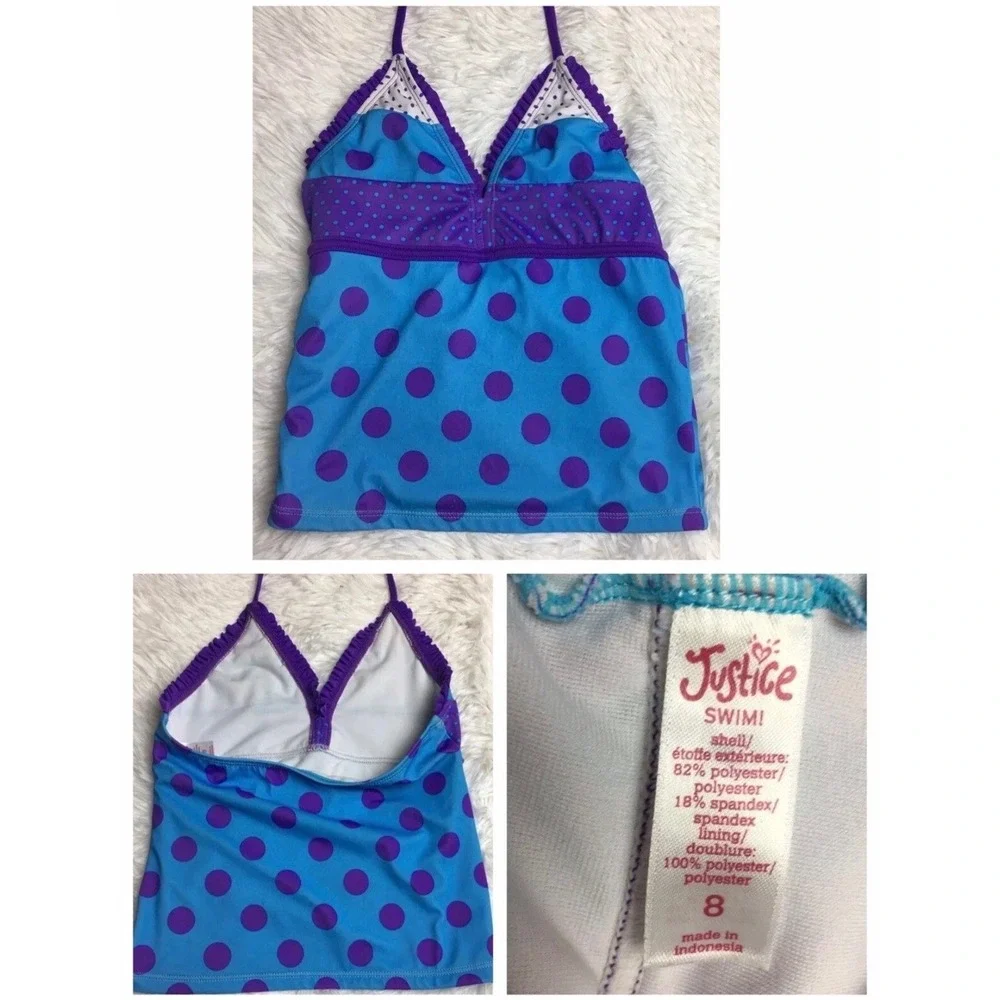 Girls Outfit 8 Justice‎ Swim Tankini Top Cat & Jack Denim Shorts Summer Bundle/4